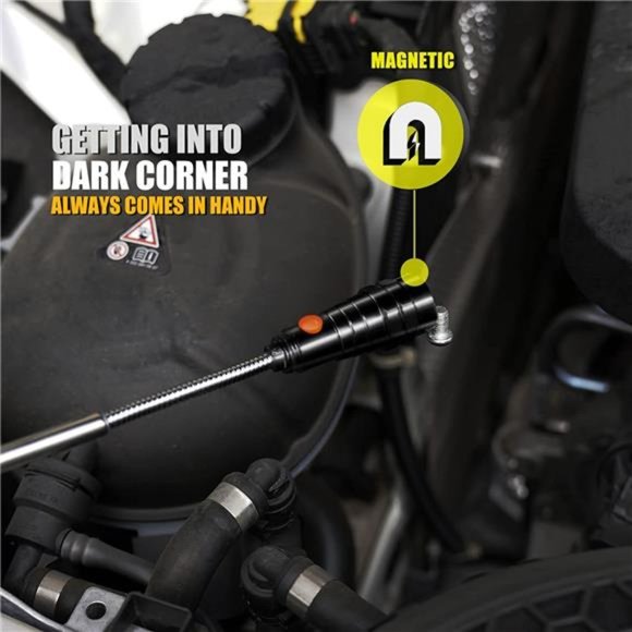 Magnetic Pickup Tool with 3 LED Lights, Telescoping Magnet Flashlight, Black - Picture 4 of 7